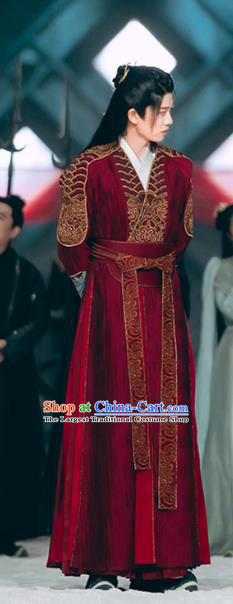 Chinese The Blue Whisper Chang Yi Red Garment Costumes Ancient Swordsman Clothing Xian Xia TV Series Noble Childe Apparel
