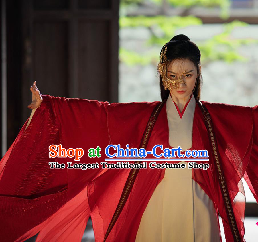 Chinese Xian Xia TV Series Fairy Red Dresses The Blue Whisper Princess Shunde Garment Costumes Ancient Female Swordsman Clothing