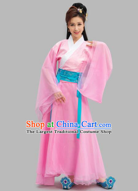 Chinese Han Dynasty Princess Garment Costumes Classical Dance Pink Dress Ancient Goddess Clothing