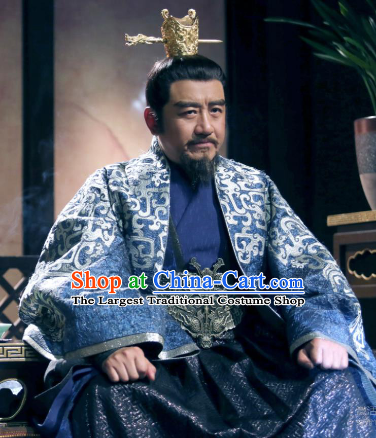 Chinese Wuxia TV Series The Wolf King of Shang Costumes Ancient Emperor Clothing Traditional Royal Monarch Garments and Headpieces