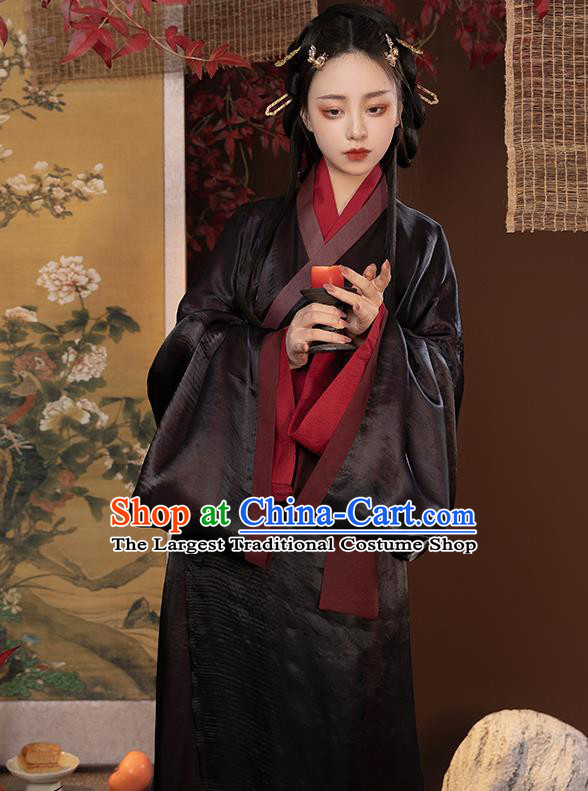 Chinese Han Dynasty Court Lady Garment Costumes Ancient Princess Clothing Traditional Yarn Hanfu Dress