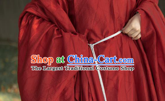 Chinese Traditional Red Hanfu Robe Ancient Swordswoman Historical Costumes Ming Dynasty Young Lady Clothing