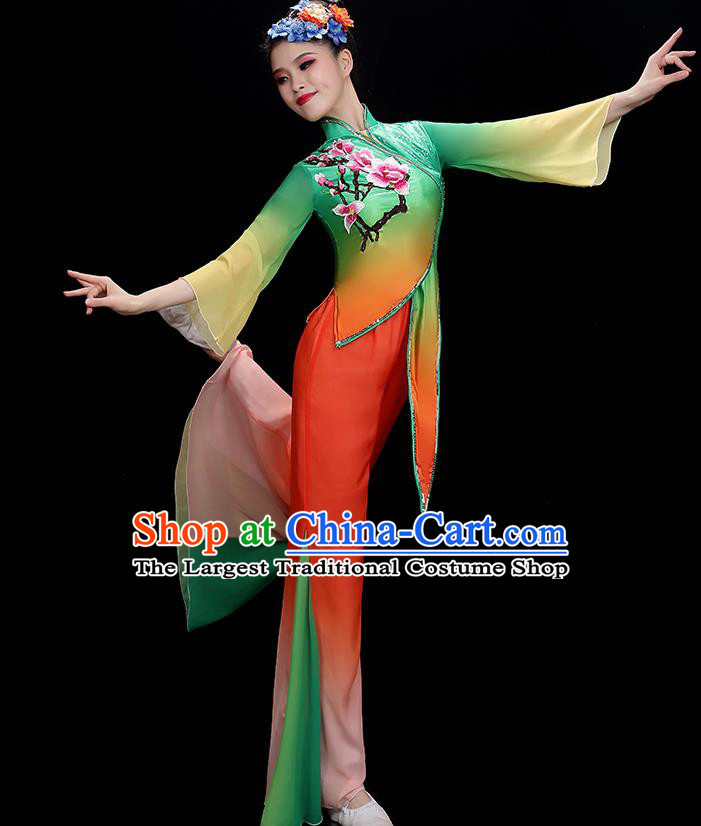 China Fan Dance Costume Stage Performance Garment Folk Dance Clothing Yangko Dance Outfit