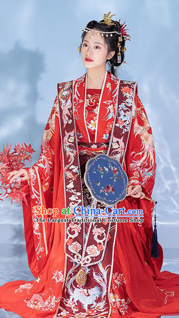 Chinese Traditional Wedding Red Dress Ming Dynasty Bride Garment Costumes Ancient Hanfu Empress Clothing