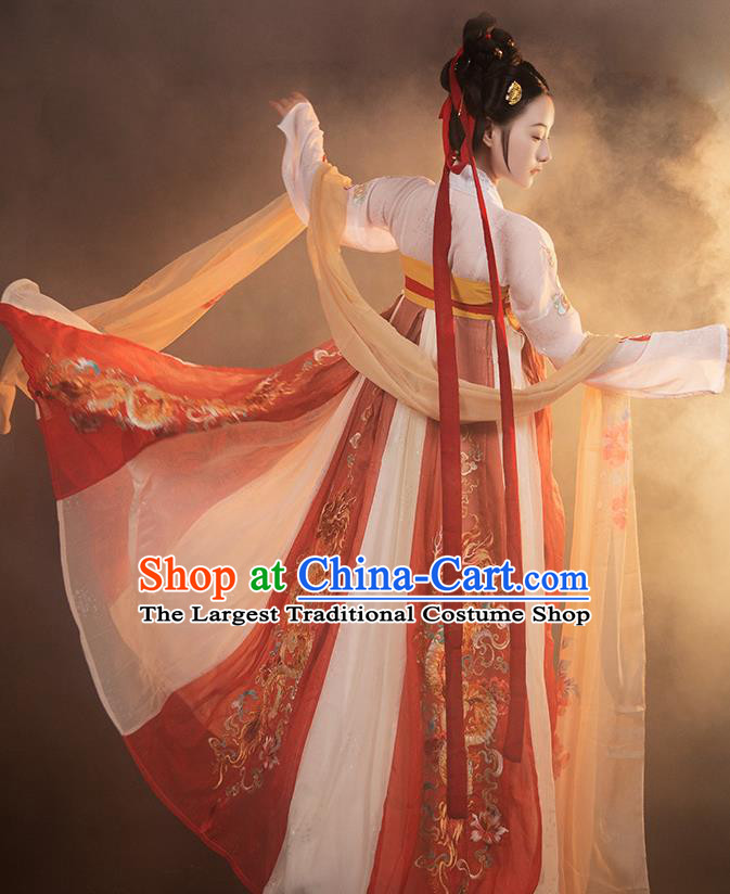 China Ancient Palace Princess Dress Traditional Embroidered Hanfu Clothing Tang Dynasty Noble Woman Garment Costumes