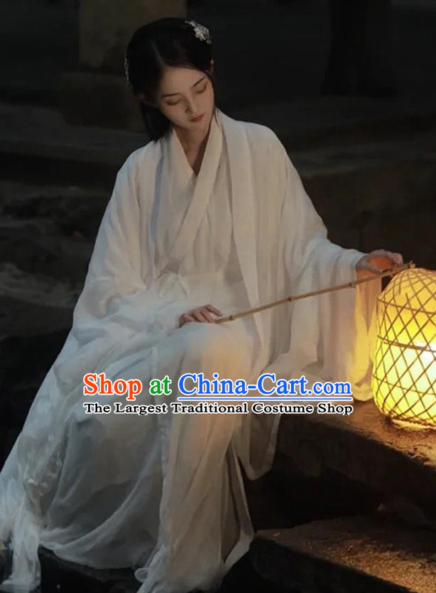 Chinese Ancient Palace Princess Garment Costumes Traditional White Hanfu Dress Southern and Northern Dynasties Clothing