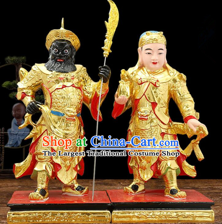 20 inches Resin Sculptures Handmade Zhou Cang and Guan Ping Statues