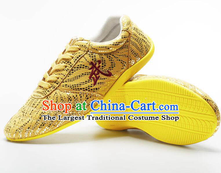 Top Handmade Golden Martial Arts Shoes Wushu Competition Shoes Chinese Kung Fu Shoes