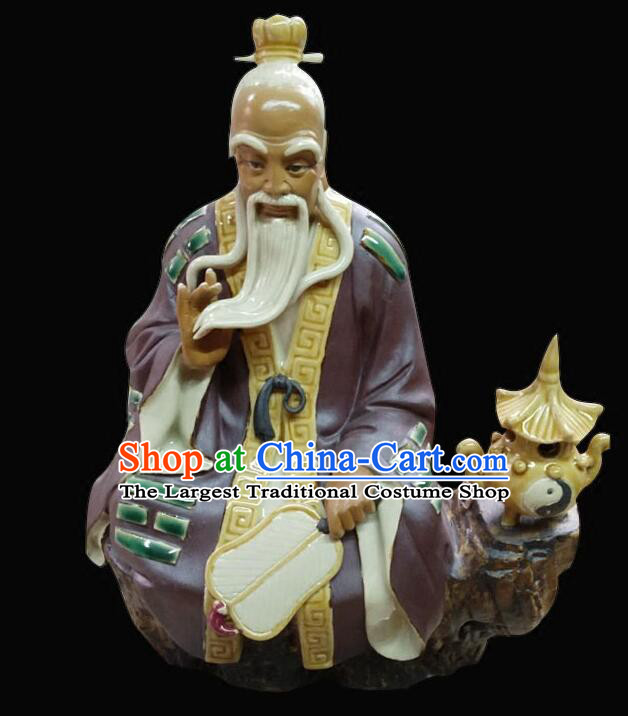 Chinese Ceramic Craft Handmade Shi Wan Porcelain Arts 12 inches Tai Shang Lao Jun Statue