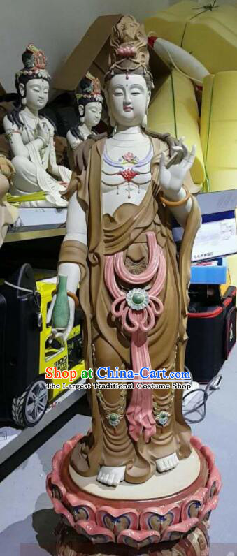 Handmade Shi Wan Guan Yin Ceramic Figurine 45 inches Guanyin Statue Arts Chinese Mother Buddha Porcelain Sculpture