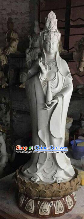 Shi Wan Guan Yin Ceramic Figurine Handmade 32 inches Standing Guanyin Statue Chinese Mother Buddha Porcelain Arts