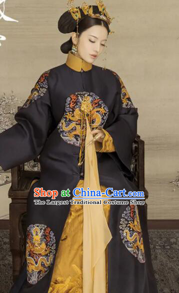 Chinese Ancient Court Queen Fu Cha Clothing Qing Dynasty Empress Garment Costumes