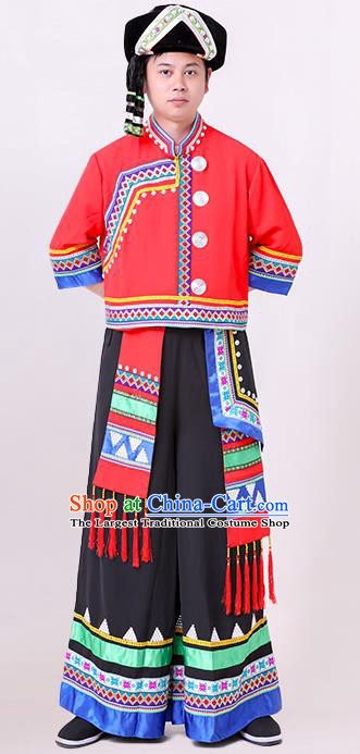 Chinese Miao Nationality Dance Costume Ethnic Male Festival Clothing Folk Dance Black Outfit