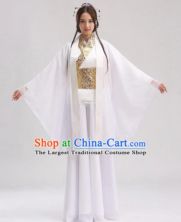 Chinese The Legend of White Snake Bai Suzhen White Dress Ancient Fairy Garment Costume Classical Dance Clothing