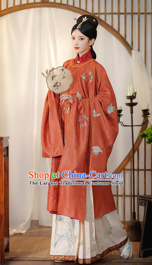 Chinese Ming Dynasty Contessa Historical Costumes Ancient Noble Woman Garments Traditional Embroidery Hanfu Clothing