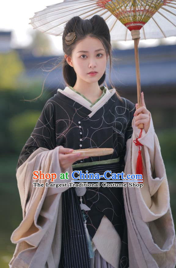 China Ancient Princess Black Hanfu Dress Clothing Film Painted Skin Fairy Xiao Wei Garment Costumes