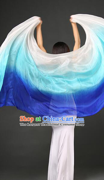Top Belly Dance Props Indian Raks Sharki Veil Shawl Gradient Blue to White Kerchief