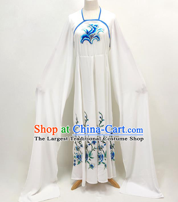 Chinese Beijing Opera Hua Tan White Water Sleeve Dress Huangmei Opera Actress Clothing Ancient Palace Lady Costume