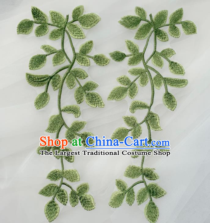 Top Embroidered Green Leaves Patch Garment Tree Branch Accessories