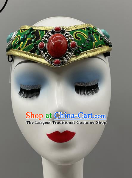 Chinese Mongolian Minority Women Headwear Mongol Nationality Dance Headpiece Ethnic Stage Performance Hair Jewelry