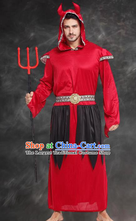 Halloween Cosplay Satan of Death Costume Fancy Ball Demon Red Clothing