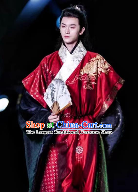 China Ancient Young Childe Costumes Ming Dynasty Scholar Clothing Traditional Hanfu Brocade Robes