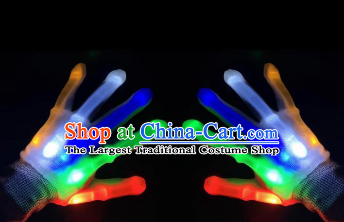Colorful Halloween LED Gloves Cosplay Fluorescent Hand Bone Props