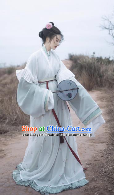 China Traditional Hanfu Ancient Young Lady Clothing Jin Dynasty Noble Woman Replica Costumes