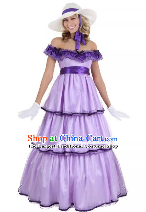 Halloween Party Costume Stage Performance Farm Mistress Clothing Princess Purple Dress
