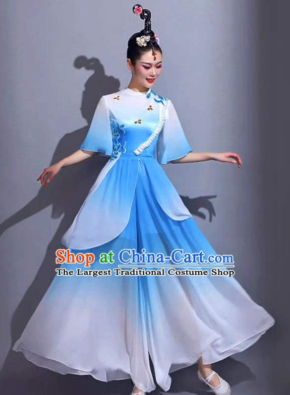 Light Blue Classical Dance Costumes Female Fan Dance Costumes Square Dance Suits Jiaozhou Yangko Dance Costumes Stage Costumes