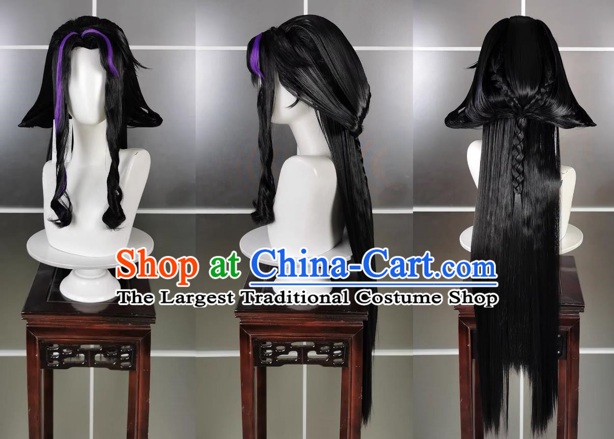 Five Poisons Adult Girl Zhan Feng Du Sister Wig and Headdress Jianwang 3 Jian San Cosplay Headwear Styling Hair