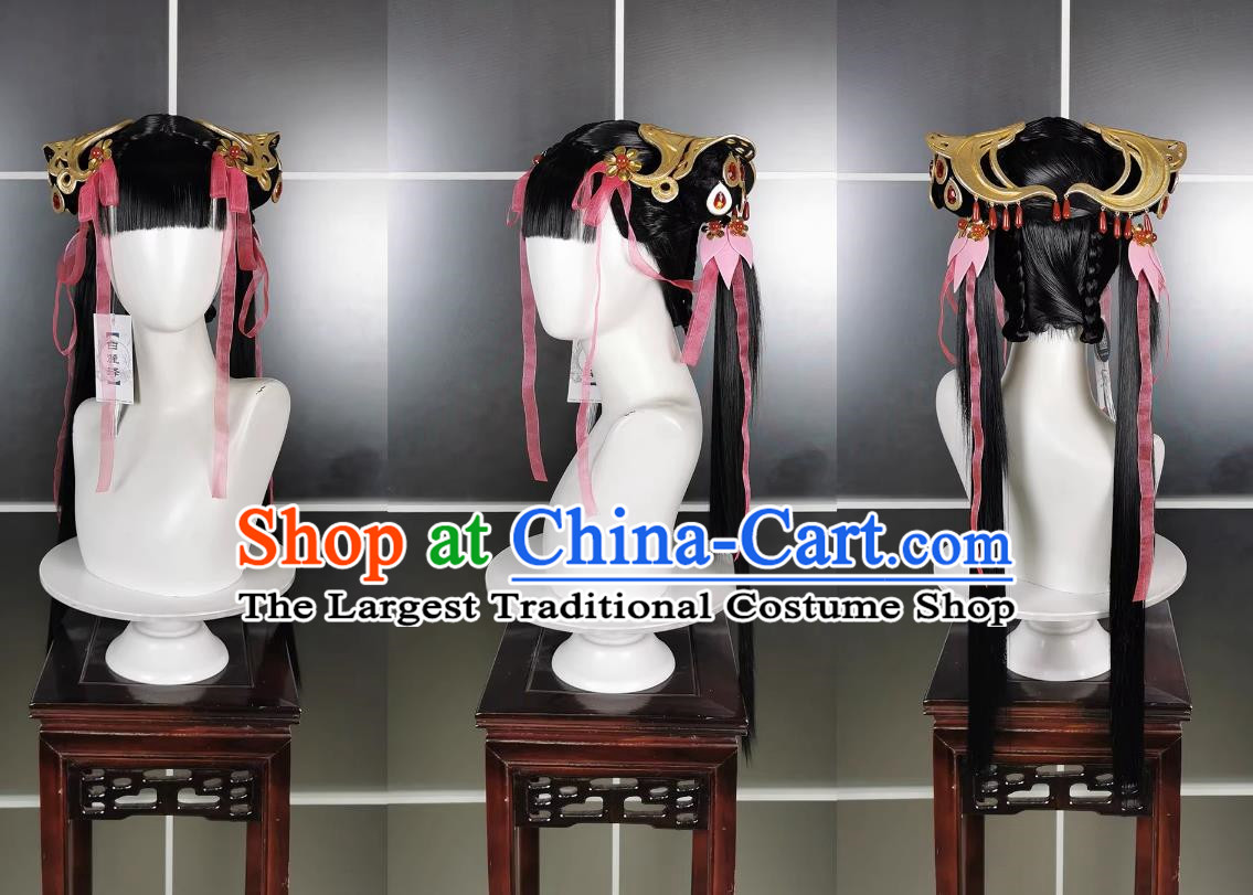 Qixiu Loli Chi Ming Xiuluo Wig and Headdress Jianwang 3 Jiansan Cosplay Headpiece