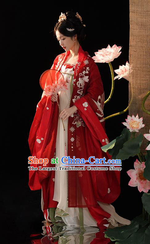 China Ancient Noble Beauty Clothing Tang Dynasty Empress Costumes Traditional Embroidered Hanfu Dresses