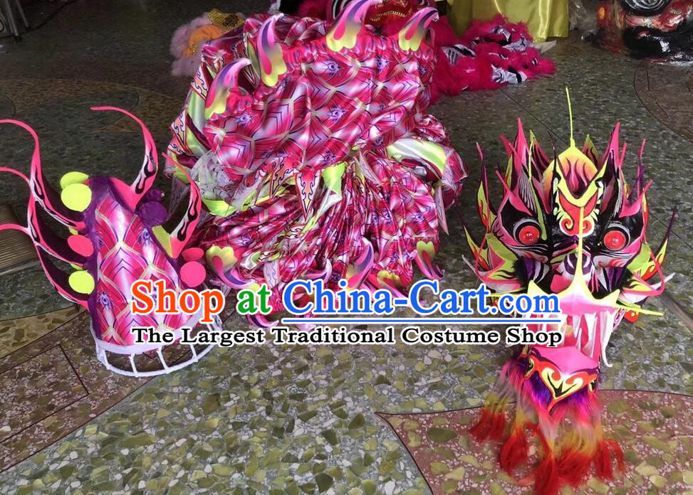 Chinese Parade Dragon Dance Fluorescent Costume Celebration Pink Dragon Professional Competitive Dragon Dancing Props