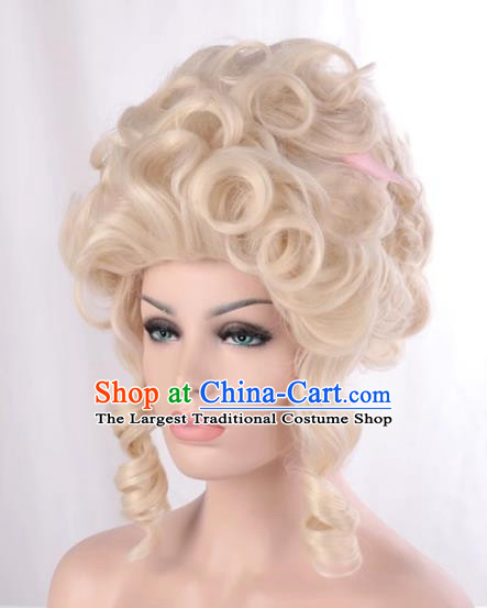 Fluffy European And American Queen Sand Apricot Color Slightly Curly High Temperature Wire Dance Cosplay Cos Wig