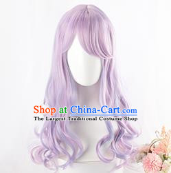 Lolita Harajuku Female Big Wavy Long Curly Hair Mixed Purple Lolita Wig Cute Jk Girl Fake Hair