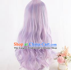 Lolita Harajuku Female Big Wavy Long Curly Hair Mixed Purple Lolita Wig Cute Jk Girl Fake Hair