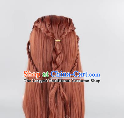100CM Brown Beauty Pointed Elf Female Cosplay Anime Wig