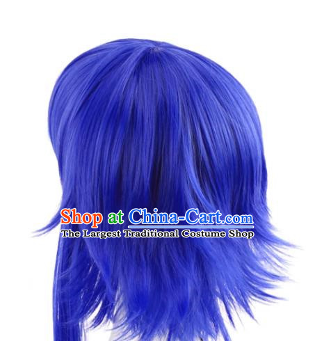 Gumi Color Changing Version Of Sapphire Blue Sideburns Lengthened And Turned Up VOCALOID Cosplay Short Wig
