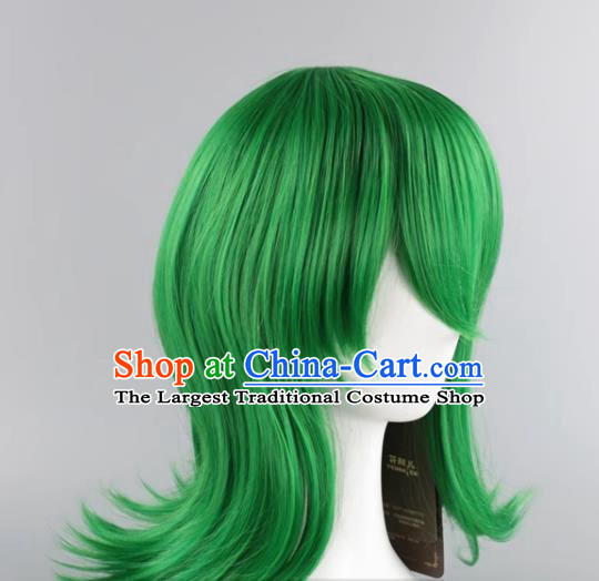 Inside Out Hates The Reverse Warped Mixed Green Short Hair Flip Up Style Cosplay Anime Wig