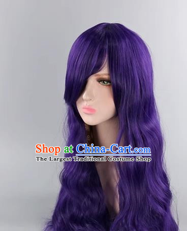 Vocaloid Sword Spring And Autumn Mo Qingxian 80CM Dark Purple Arjuna Maru Long Curly Hair COS Wig