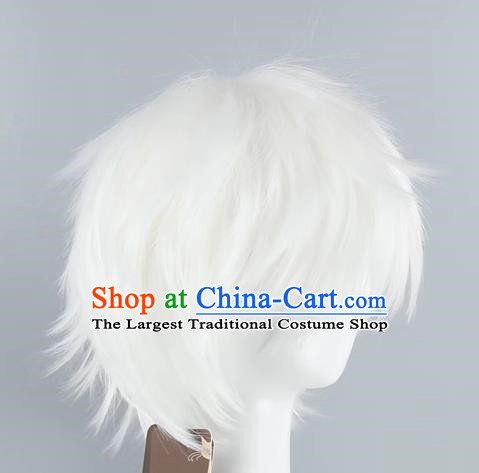 Gintama Sakata Gintoki Minghu Reversed Fluffy Qisili White Men Short Hair Cos Wig