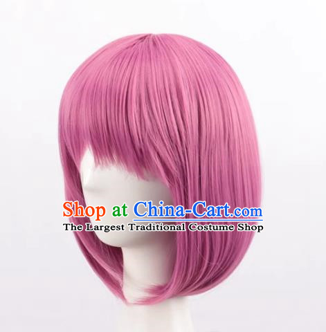 Fengxian Purple Female Short Hair Bobo Bob Hair Button Round Face Air Bangs Internet Celebrity Headgear Wig