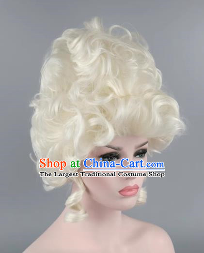 Fluffy Curly Hair Platinum Aristocratic Queen Palace Masquerade Cos Wig