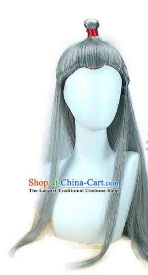 Ancient Costume Wig Male Ancient Style Knight Stage Performance Props Scholar Hanfu Immortal Fairy Style Cos Fake Headgear