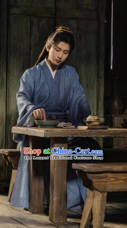 TV Series Mysterious Lotus Casebook Young Hero Li Lianhua Replica Clothing China Ancient Swordsman Dark Blue Costumes
