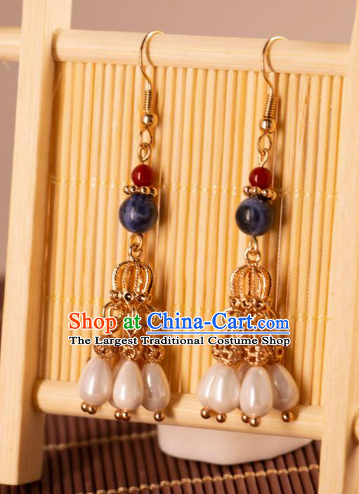 Handmade Hanfu Jewelries China Song Dynasty Empress Ear Accessories Ancient Bride Earrings