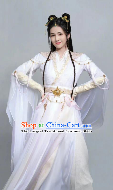 China Ancient Swordswoman Clothing TV Series Till The End of The Moon Fairy Sang Jiu White Dress