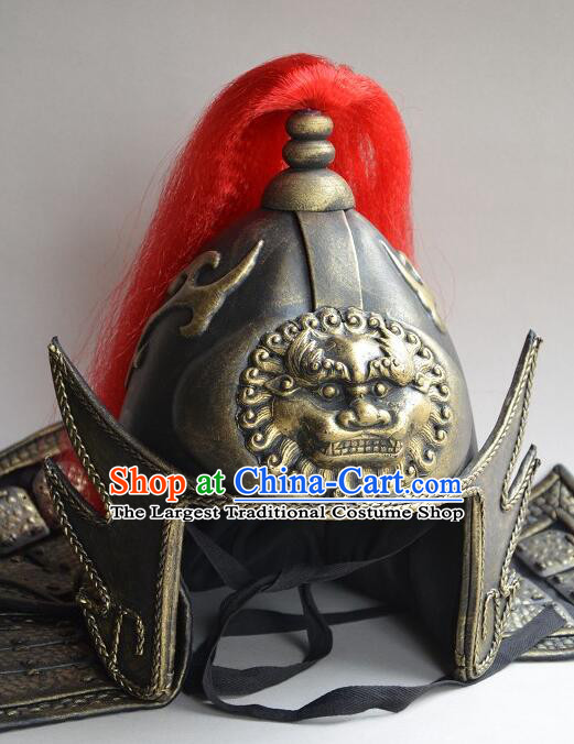Top Stage Performance Officer Hat China Tang Dynasty Warrior Headwear Handmade Ancient General Helmet