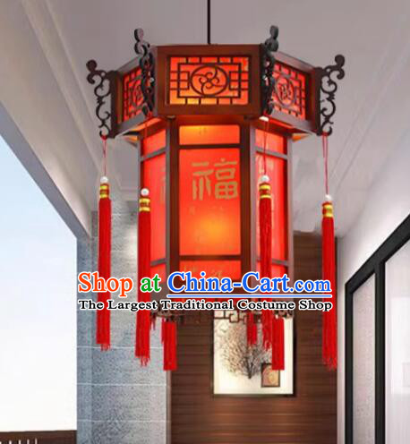 China New Year Lantern Handmade Wood Lamp Classical Red Palace Lantern